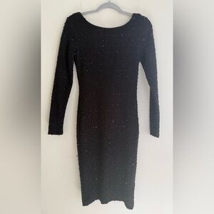 Jennifer Lopez Black Knit with Sequin Detail Dress